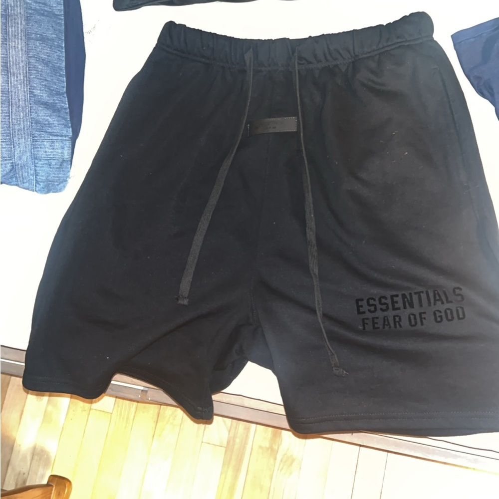 Essentials Black Athletic Shorts Relaxed Fit